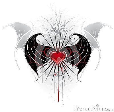 Red heart of a vampire Vector Illustration