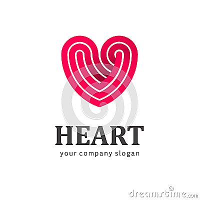 Red heart - vector logo template. Design element. Medicine and health care concept. Charity and philanthropy. Vector Illustration