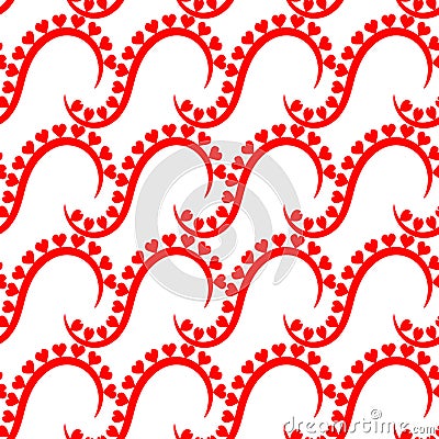 Red Heart Swirls Seamless Pattern Stock Photo