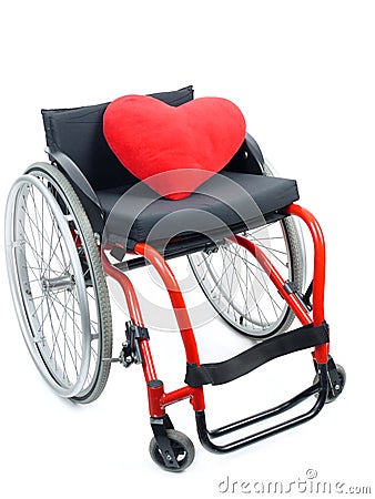 Red heart and wheelchair Stock Photo