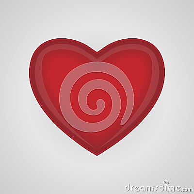 Red heart on a white background. Vector Illustration