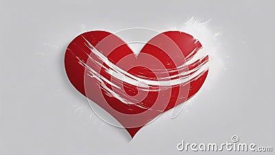 red heart on a white background _A red heart with a brushstroke texture and a white outline. The heart is bold and expressive, Stock Photo