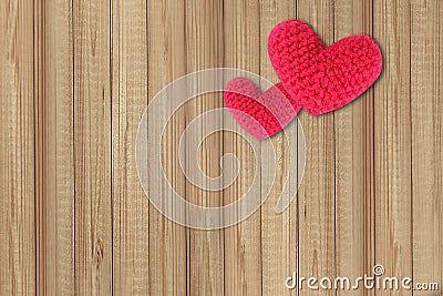 Red heart on wood background Stock Photo