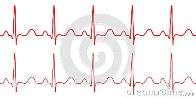 Red heartbeat icon. Vector Heartbeat sign horizon banner in flat design. Cartoon Illustration