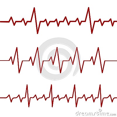 Red heartbeat line, ekg, cardio line,stock vector illustration Vector Illustration