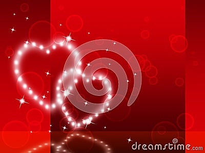 Red Hearts Background Shows Fondness Special And Sparkling Stock Photo