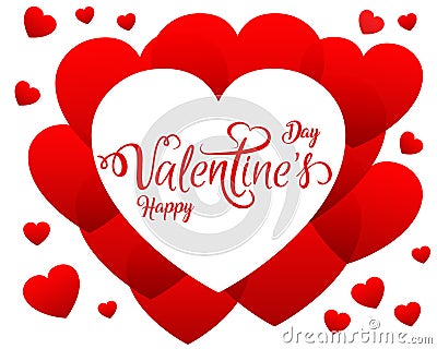 Red hearts, beautiful concept of Valentines day - vector Vector Illustration