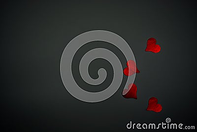 Red hearts and black background Stock Photo