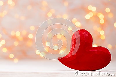 Red hearts the bokeh background. Valentine Day background. Stock Photo