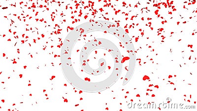 Red hearts confetti falling Stock Photo