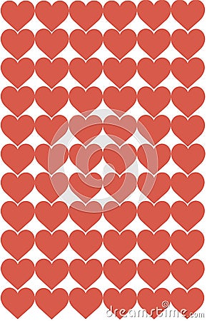 Red Hearts Design on White Background. Love, Heart, Valentine`s Day. Can be used for Articles, Printing, Illustration purpose, Stock Photo