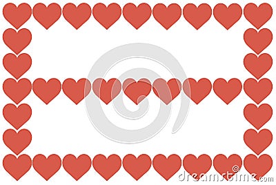 Red Hearts Design on White Background. Love, Heart, Valentine`s Day. Can be used for Articles, Printing, Illustration purpose, Stock Photo