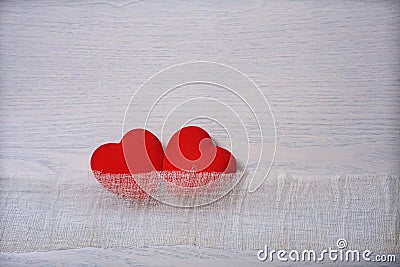 Red hearts hurt and protection with facia Stock Photo