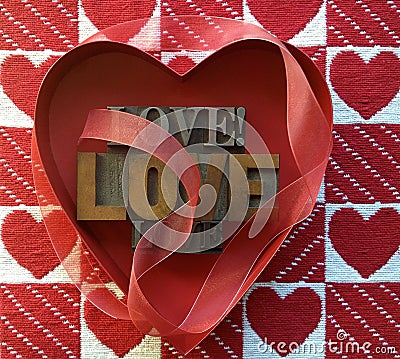 Love words and hearts Stock Photo