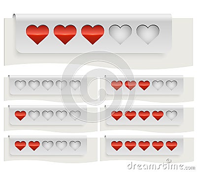 Red hearts rating status bar Vector Illustration