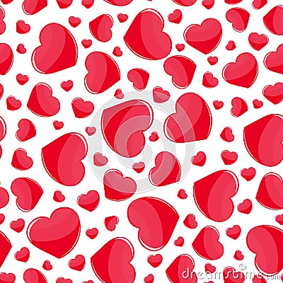 Red hearts seamless pattern on white background. Print, holiday decoration element. Abstract wallpaper vector Vector Illustration