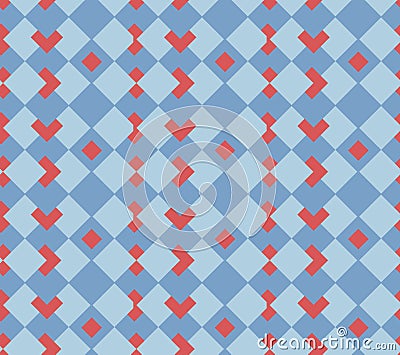 Red hearts seamless sell background Vector Illustration