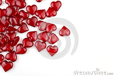 Red hearts on white background with copyspace Stock Photo