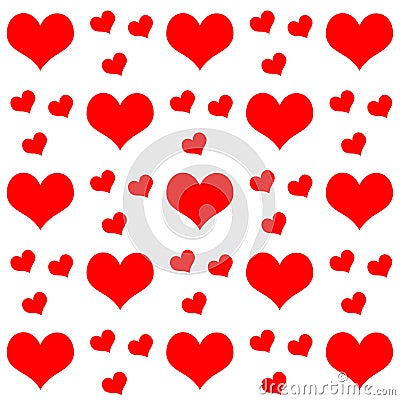 Red hearts on white background repetition cards backgrounds Stock Photo