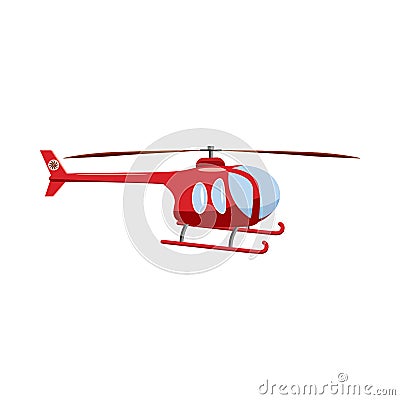 Red helicopter icon, cartoon style Vector Illustration