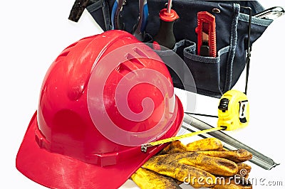 Red Helmet and Tolls Stock Photo