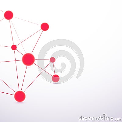 Red hi-tech molecule cell abstract connection Vector Illustration