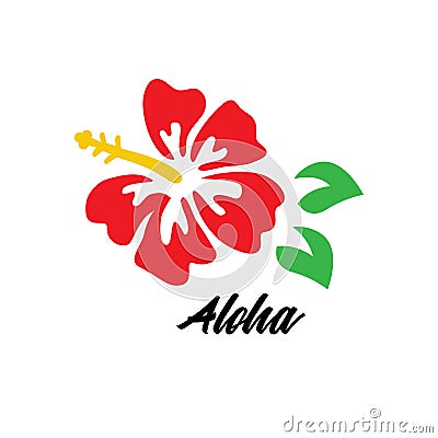 Red hibiscus vector aloha logo Vector Illustration