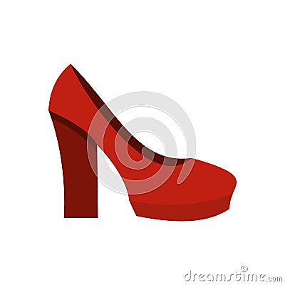 Red high heel shoes icon, flat style Vector Illustration