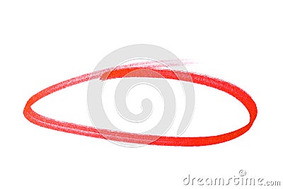 Red highlighter circle on white background - Image Stock Photo