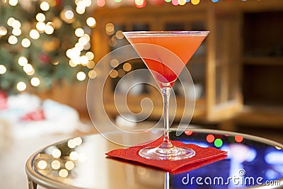 Red Holiday Martini Cocktail Stock Photo