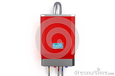 Red home gas-fired boiler, water heater Stock Photo