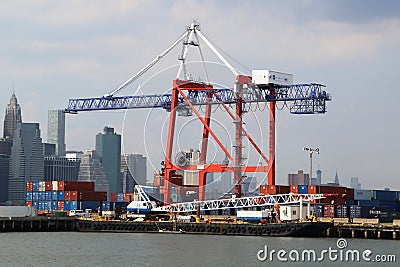 Red Hook Container Terminal in Brooklyn Editorial Stock Photo