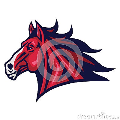 Red Horse Mustang Head Logo Cartoon Vector Sport Mascot Design Illustration Vector Illustration