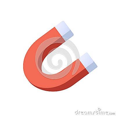 Red horseshoe magnet attraction concept. Magnet symbol, magnetize. Magnetism, marketing and business online strategy. Vector Illustration