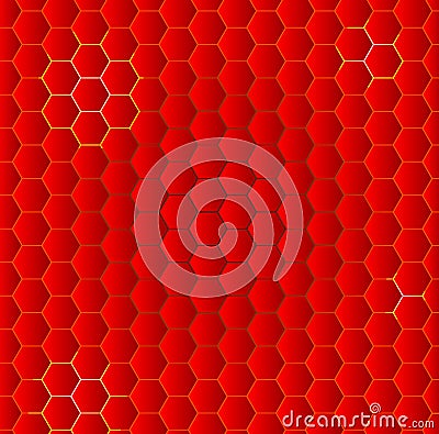 Red Hot Abstract Honeycomb Background Vector Illustration