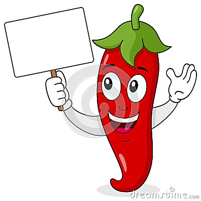 Red Hot Chili Pepper with Blank Banner Vector Illustration