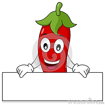 Red Hot Chili Pepper Holding Banner Vector Illustration