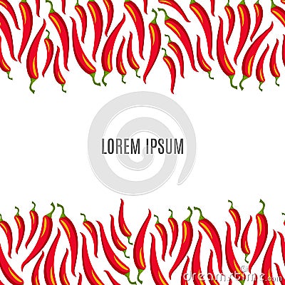 Red hot chili peppers frame border. Vector Vector Illustration