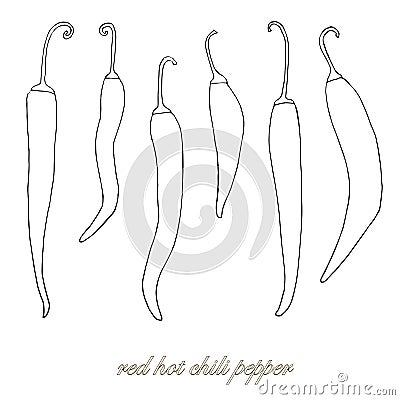 Red hot chili peppers hand drawn monochrome sketch Vector Illustration