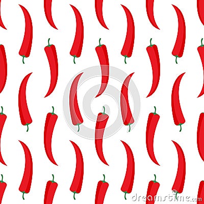 Red hot chili peppers seamless pattern. Vector Illustration