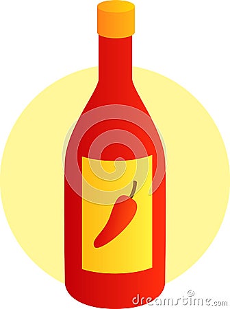 Red hot chili sauce bottle Stock Photo