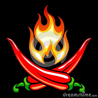 Red hot chilli pepper in the shape of pirate symbo Vector Illustration