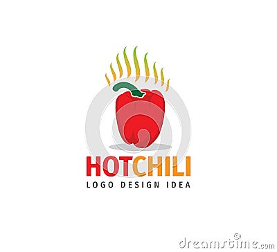 red hot habanero chilli with flame smoke vector logo design Stock Photo