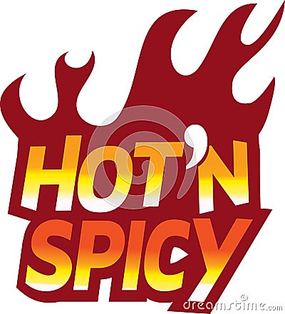 Red Hot n spicy flame text logo icon Vector Illustration