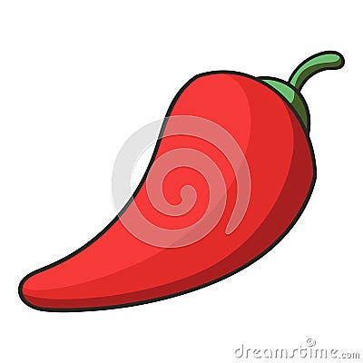 Red hot natural chili pepper icon, cartoon style Vector Illustration