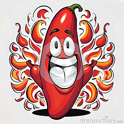 Red hot paprika chili pepper jalapeno burning fire smiling Stock Photo