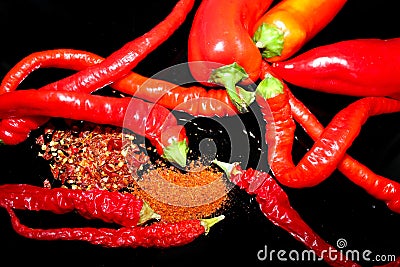 Red hot pepper on a black Stock Photo
