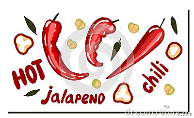 Red hot peppers. Hand-drawn style. Hot peppers. Vector illustration Vector Illustration