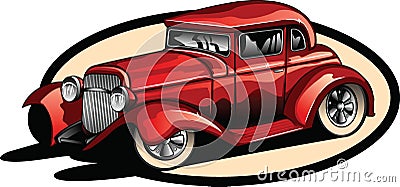 Red hot rod. Vector Illustration