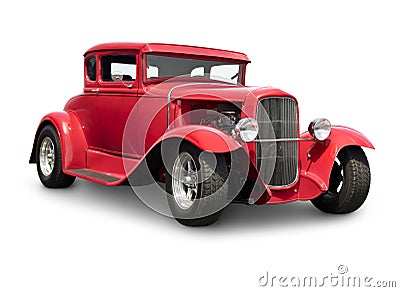 Red Hot Rod Car with clipping path Stock Photo